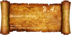 Wunder Antal névjegykártya